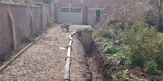 Retaining wall foundations, Worcester