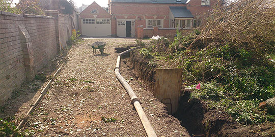 Retaining wall foundations, Worcester
